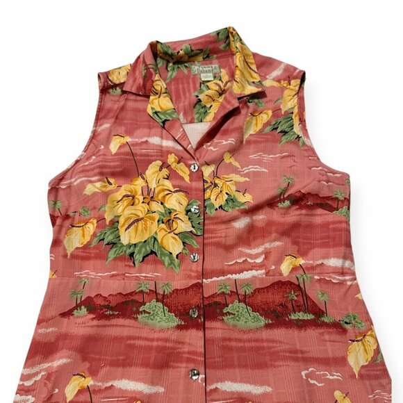 Tommy Bahama Silk Sleeveless Shirt Dress, Size 14, Hawaiian Floral Print - Picture 6 of 16